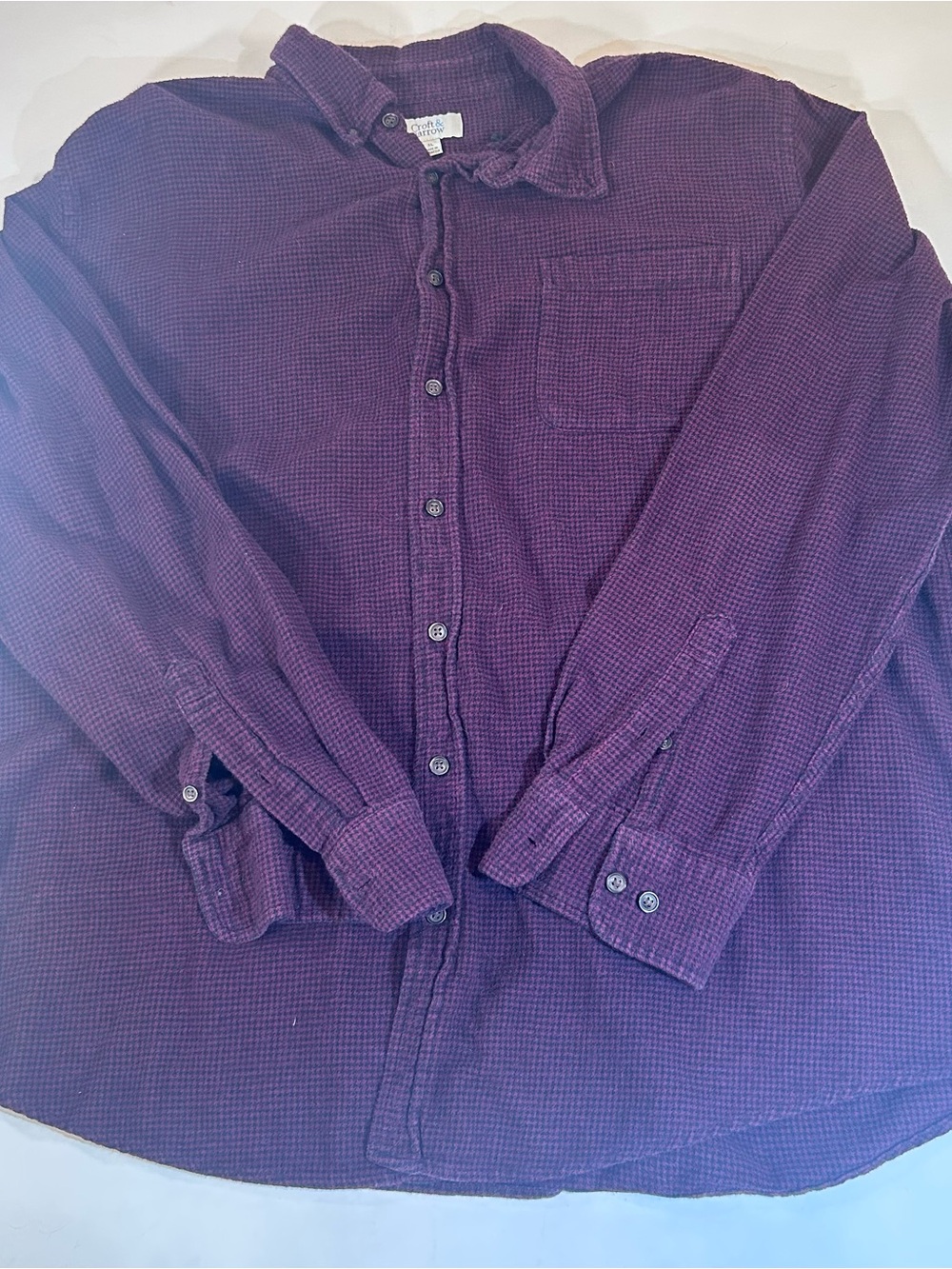 Croft & Barrow Mens XL Burgundy Houndstooth Long Sleeve Button Up Shirt